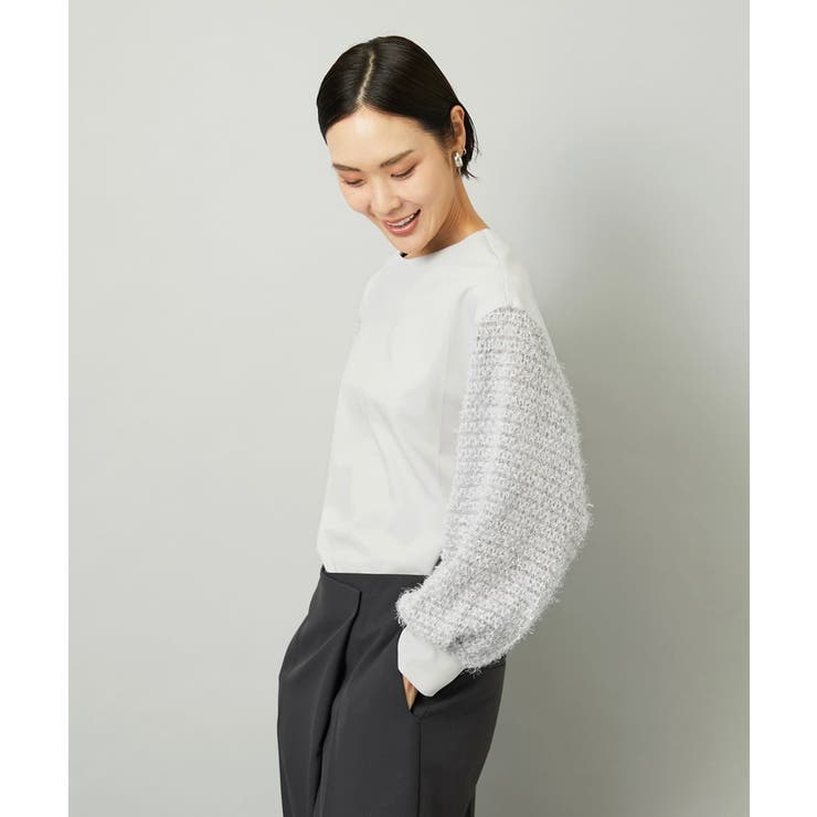 パフスリーブ異素材カットソー | MICHEL KLEIN | 詳細画像1 