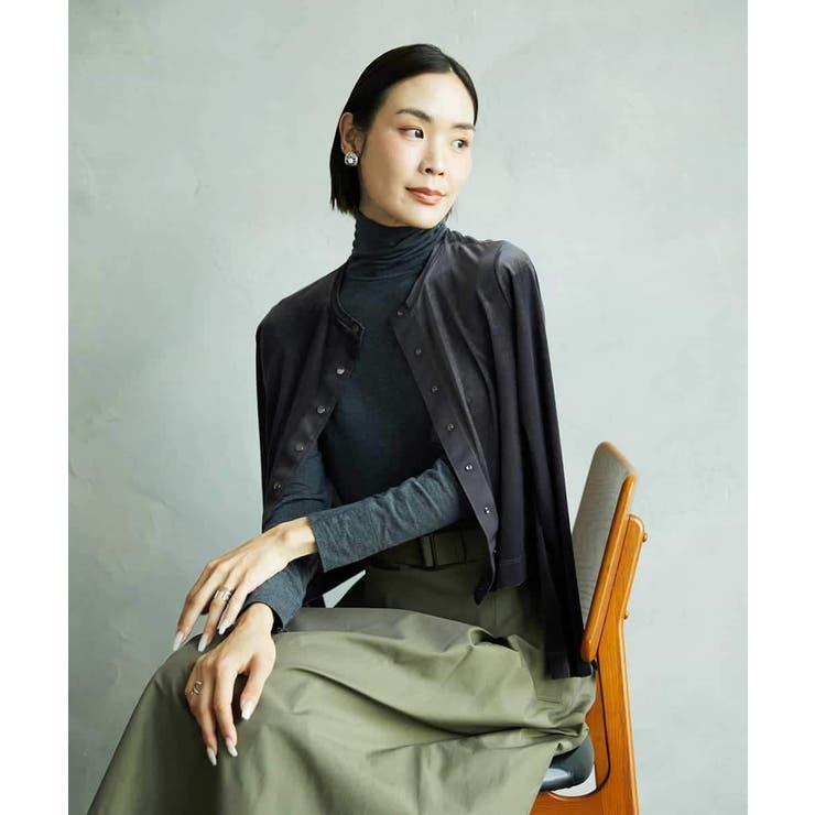 ダークグレー | ［レイヤードにおすすめ］シアーハイネックカットソー | MICHEL KLEIN