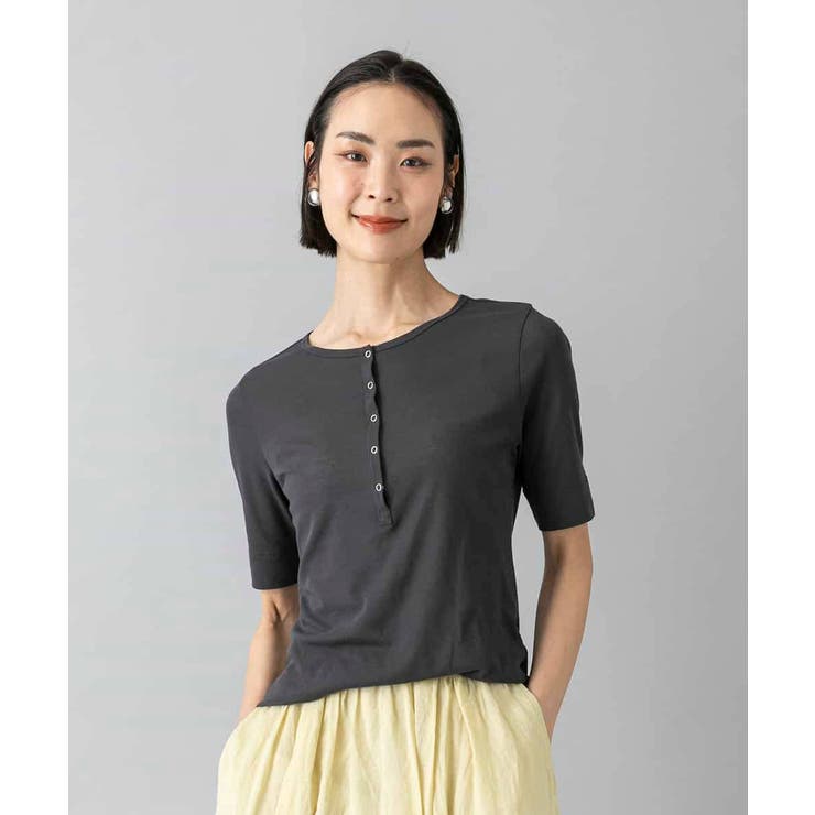 ダークグレー | [アンサンブル対応]リングドットヘンリーネックTシャツ | MICHEL KLEIN