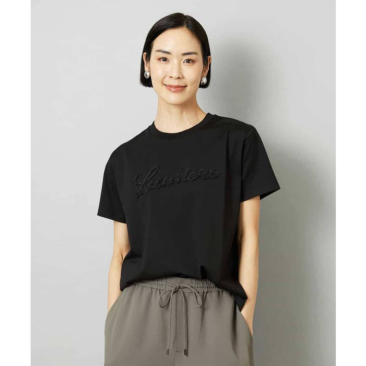ブラック | メタリックチェーンテープ刺繍ロゴＴシャツ | MICHEL KLEIN