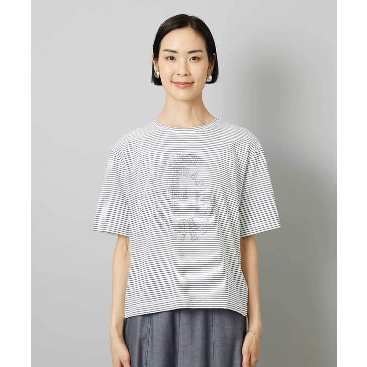 透明箔プリントボーダーTシャツ | MICHEL KLEIN | 詳細画像19 