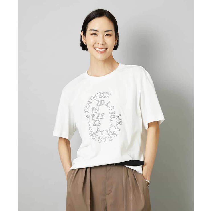ホワイト | 透明箔プリントボーダーTシャツ | MICHEL KLEIN