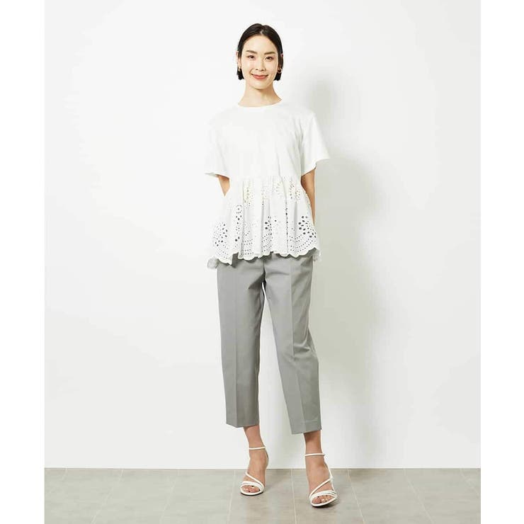 MICHEL  / ミッシェルクラン ボーラーレース切替ペプラムカットソー ボーラーレース切替ペプラムカットソー(カットソー・Tシャツ