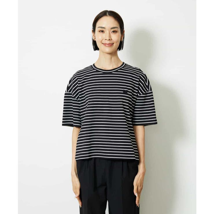 ミッシェルクラン（MICHEL ）/イニシャル刺繍Ｔシャツ(ボーダー柄） イニシャル刺繍Tシャツ(ボーダー柄）(カットソー・Tシャツ) | MICHEL