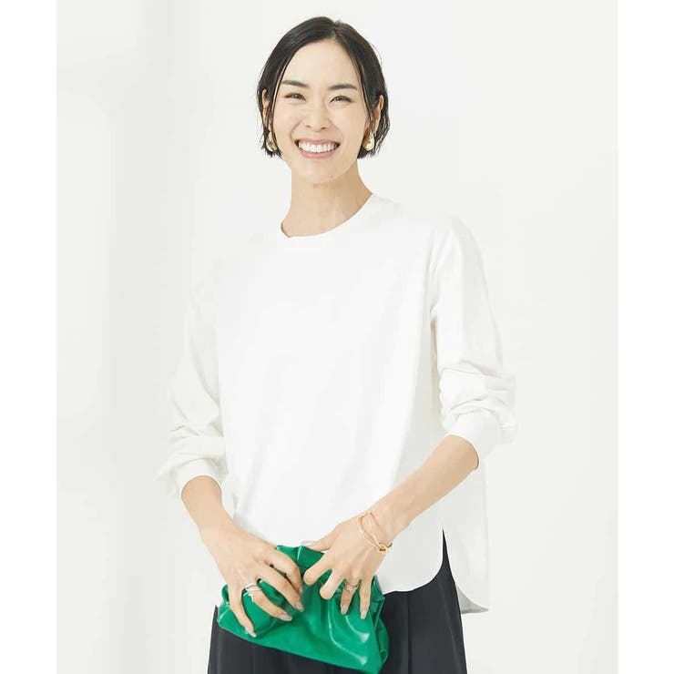 ホワイト(90) | ワンポイント刺繍ロングスリーブカットソー | MICHEL KLEIN