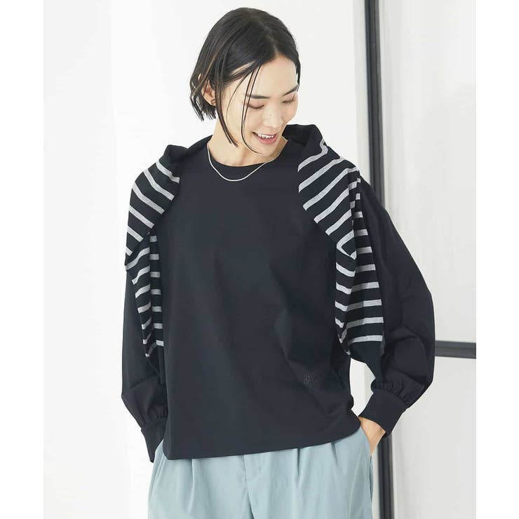 ブラック(94) | ワンポイント刺繍ロングスリーブカットソー | MICHEL KLEIN