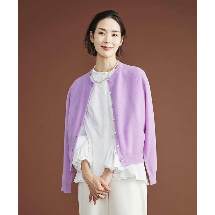 カシミヤパールボタンカーディガン（アンサンブル対応）[品番