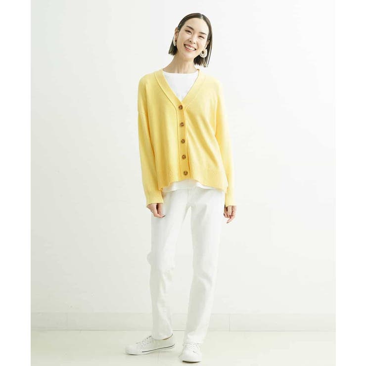 MK MICHEL KLEIN リネン混Vネックカーディガン M レディース
