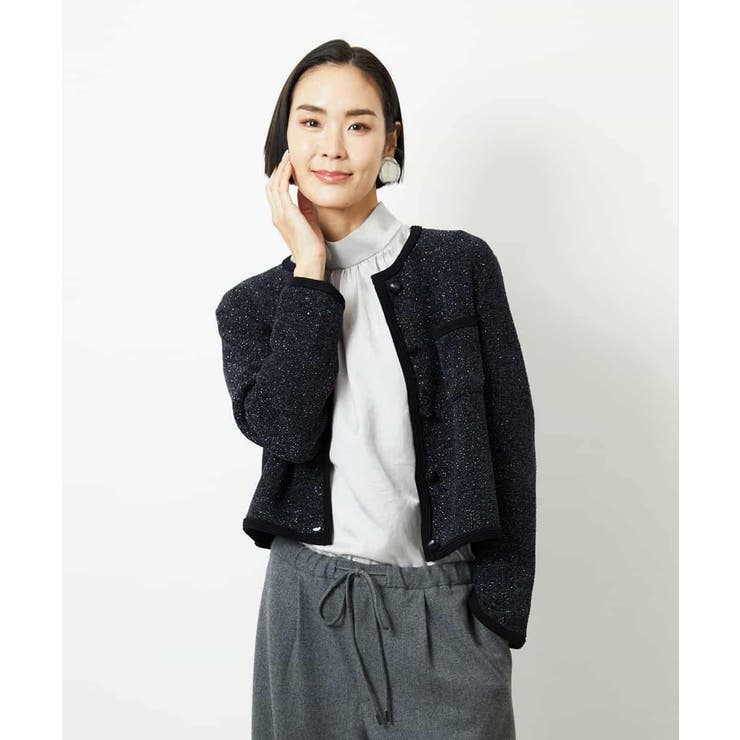 ツィード調モールニットジャケット | MICHEL KLEIN | 詳細画像8 