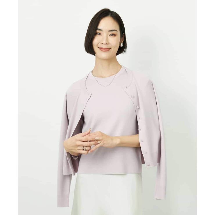 ラベンダー | [アンサンブル対応]コンパクトクルーネックカーディガン | MICHEL KLEIN