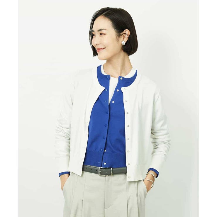 コンパクトクルーネックカーディガン | MICHEL KLEIN | 詳細画像1 