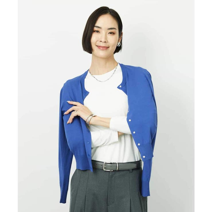 ブルー | コンパクトクルーネックカーディガン | MICHEL KLEIN