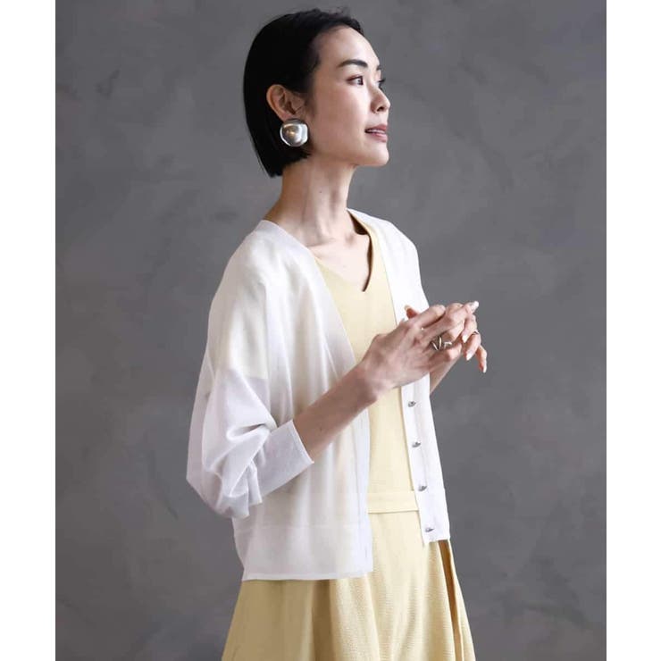 シアーラメVネックカーディガン | MICHEL KLEIN | 詳細画像12 