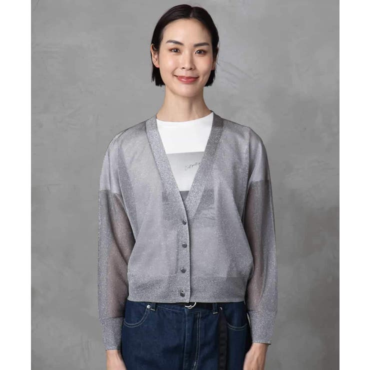 シアーラメVネックカーディガン | MICHEL KLEIN | 詳細画像16 