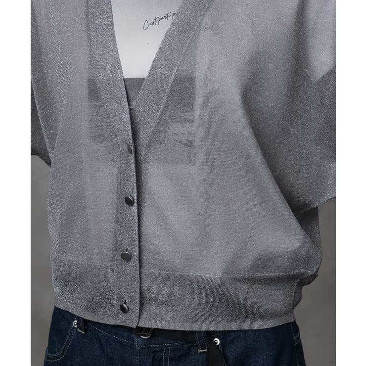 シアーラメVネックカーディガン | MICHEL KLEIN | 詳細画像21 