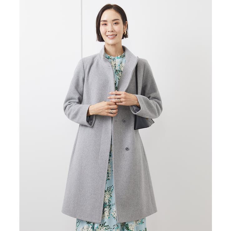 グレー | [定番人気]Super100ウールビーバースタンドカラーコート | MICHEL KLEIN