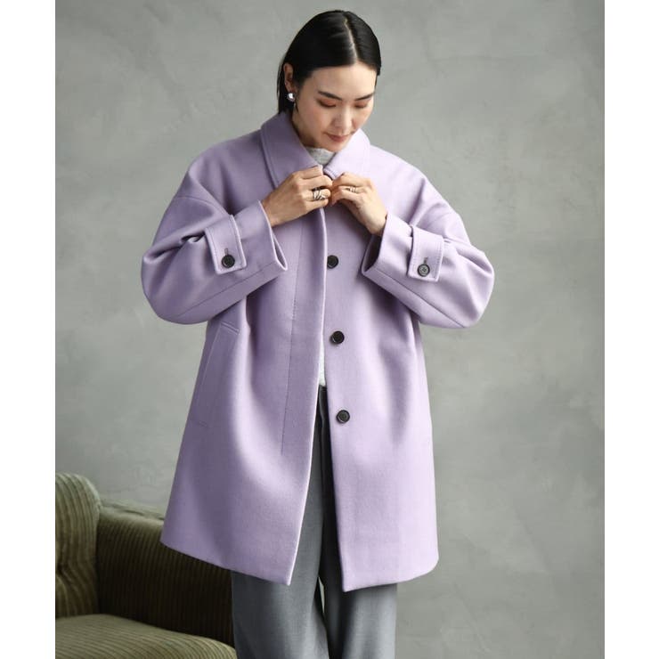 ラベンダー | Super100ウールステンカラーコート | MICHEL KLEIN