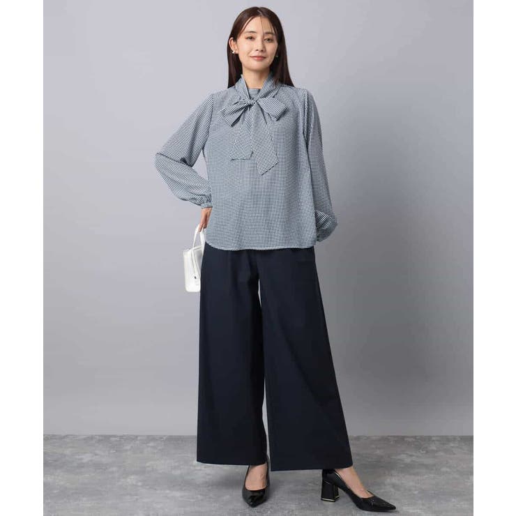 ボウタイ付き千鳥柄プリントブラウス/洗える | MK MICHEL KLEIN | 詳細画像10 