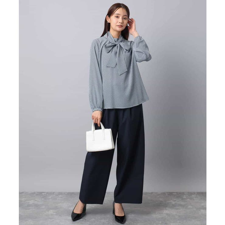 ボウタイ付き千鳥柄プリントブラウス/洗える | MK MICHEL KLEIN | 詳細画像11 