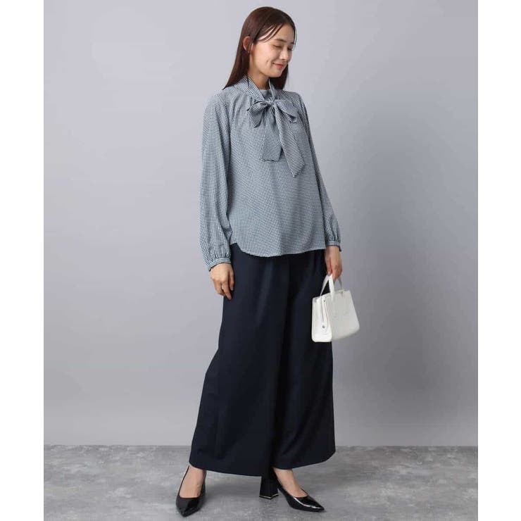 ボウタイ付き千鳥柄プリントブラウス/洗える | MK MICHEL KLEIN | 詳細画像12 