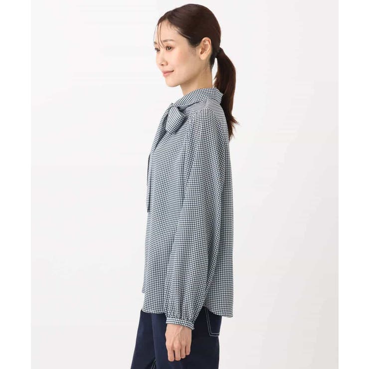 ボウタイ付き千鳥柄プリントブラウス/洗える | MK MICHEL KLEIN | 詳細画像14 