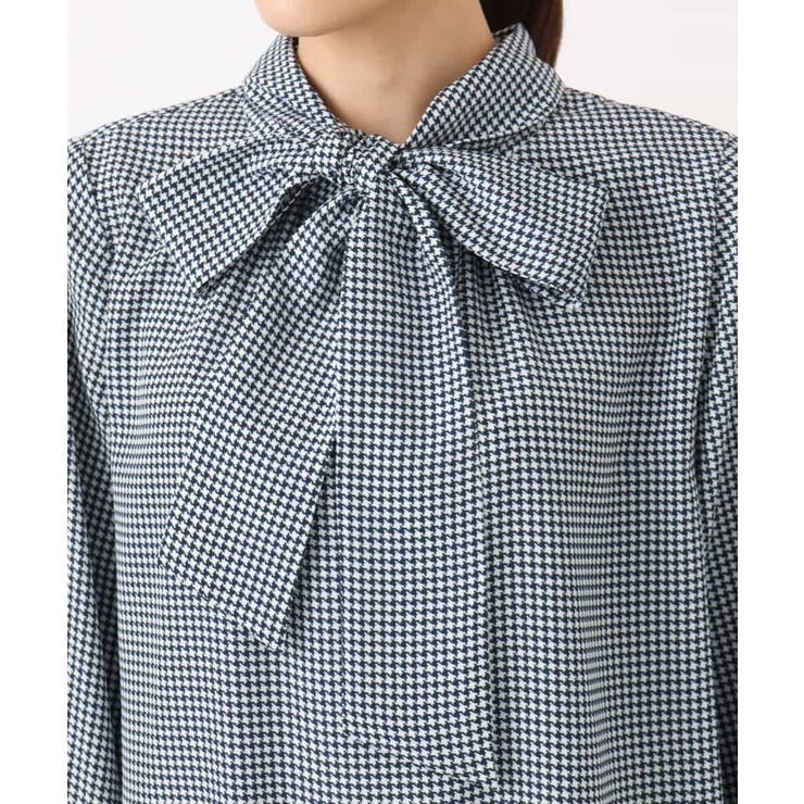 ボウタイ付き千鳥柄プリントブラウス/洗える | MK MICHEL KLEIN | 詳細画像16 