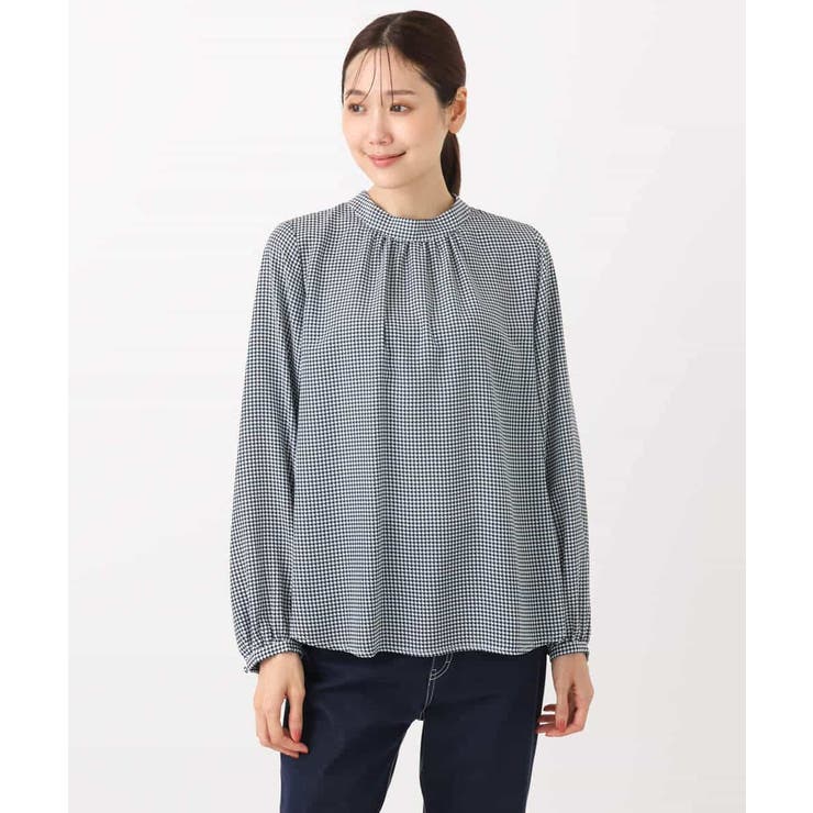 ボウタイ付き千鳥柄プリントブラウス/洗える | MK MICHEL KLEIN | 詳細画像23 