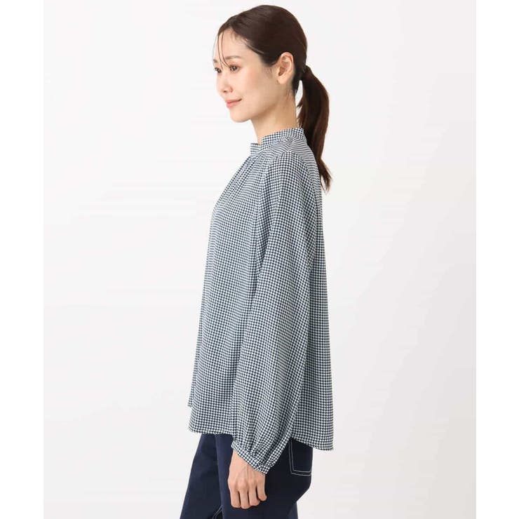 ボウタイ付き千鳥柄プリントブラウス/洗える | MK MICHEL KLEIN | 詳細画像24 