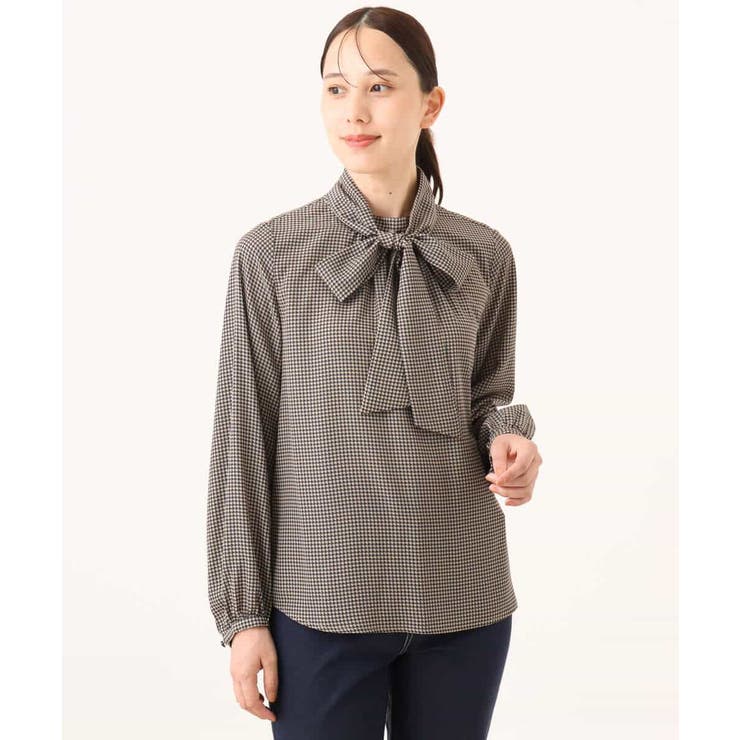 ボウタイ付き千鳥柄プリントブラウス/洗える | MK MICHEL KLEIN | 詳細画像29 
