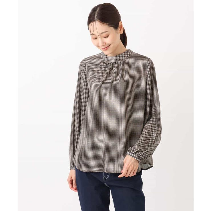 ボウタイ付き千鳥柄プリントブラウス/洗える | MK MICHEL KLEIN | 詳細画像30 