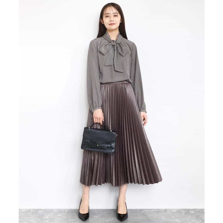 ボウタイ付き千鳥柄プリントブラウス/洗える | MK MICHEL KLEIN | 詳細画像4 