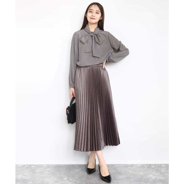 ボウタイ付き千鳥柄プリントブラウス/洗える | MK MICHEL KLEIN | 詳細画像5 