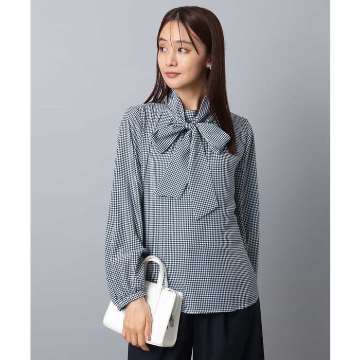 ボウタイ付き千鳥柄プリントブラウス/洗える | MK MICHEL KLEIN | 詳細画像9 