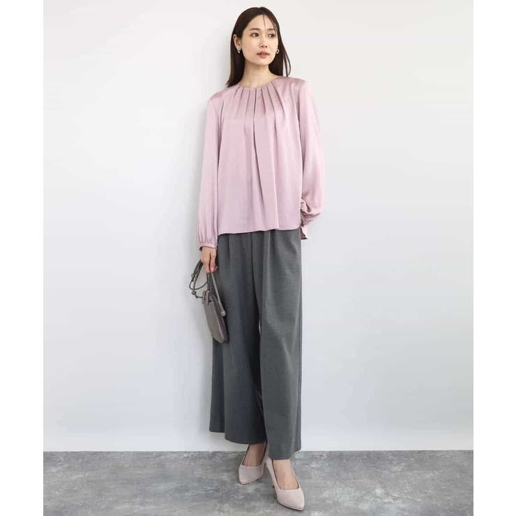 ウェーブサテンタックディティールブラウス/洗える | MK MICHEL KLEIN | 詳細画像10 