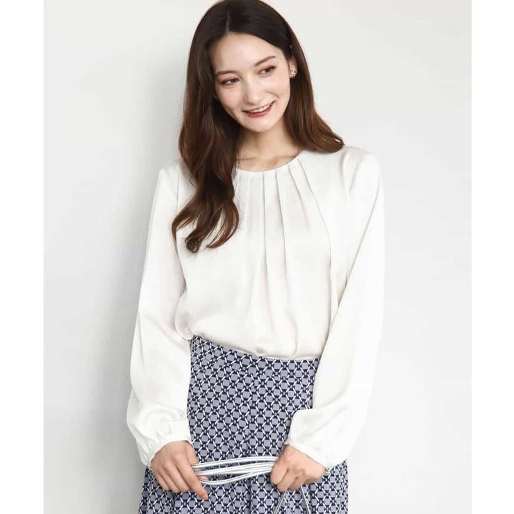 ウェーブサテンタックディティールブラウス/洗える | MK MICHEL KLEIN | 詳細画像2 