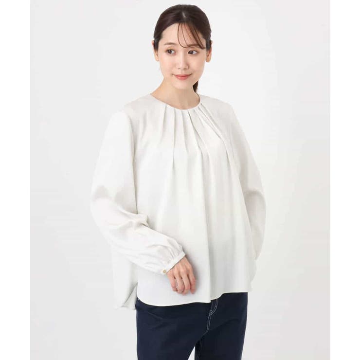 ウェーブサテンタックディティールブラウス/洗える | MK MICHEL KLEIN | 詳細画像20 