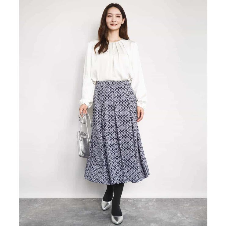 ウェーブサテンタックディティールブラウス/洗える | MK MICHEL KLEIN | 詳細画像3 