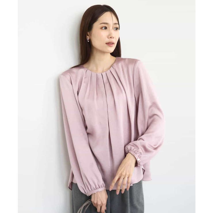 ウェーブサテンタックディティールブラウス/洗える | MK MICHEL KLEIN | 詳細画像9 