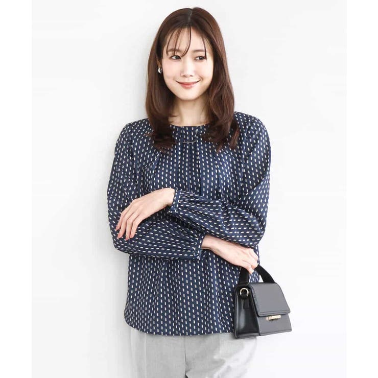 ボウタイ風幾何柄ブラウス/洗える | MK MICHEL KLEIN | 詳細画像2 