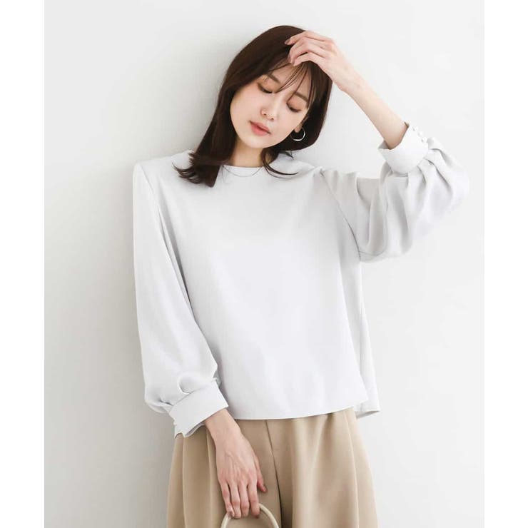 ライトグレー | ボリュームスリーブブラウス/撥水/防シワ/洗える | MK MICHEL KLEIN