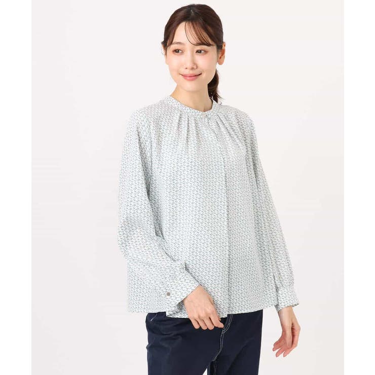 幾何柄バンドカラーブラウス/洗える | MK MICHEL KLEIN | 詳細画像18 