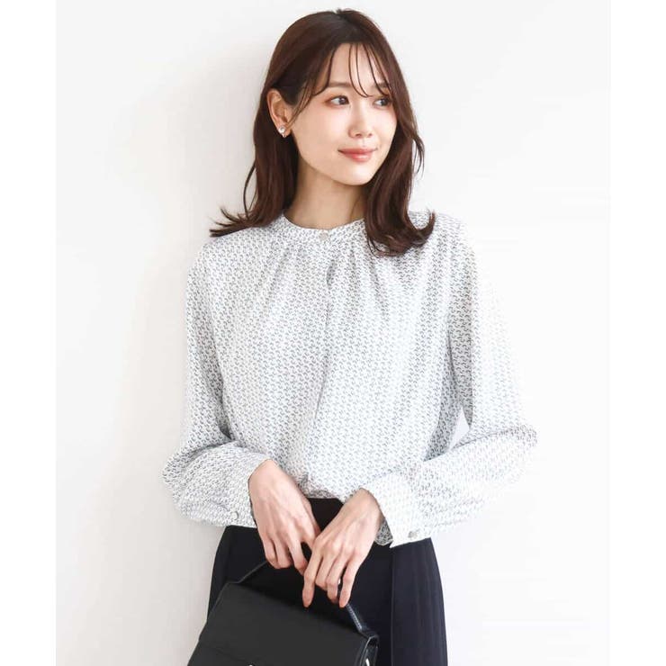 幾何柄バンドカラーブラウス/洗える | MK MICHEL KLEIN | 詳細画像2 