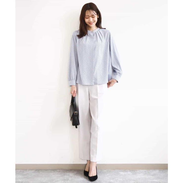 幾何柄バンドカラーブラウス/洗える | MK MICHEL KLEIN | 詳細画像7 