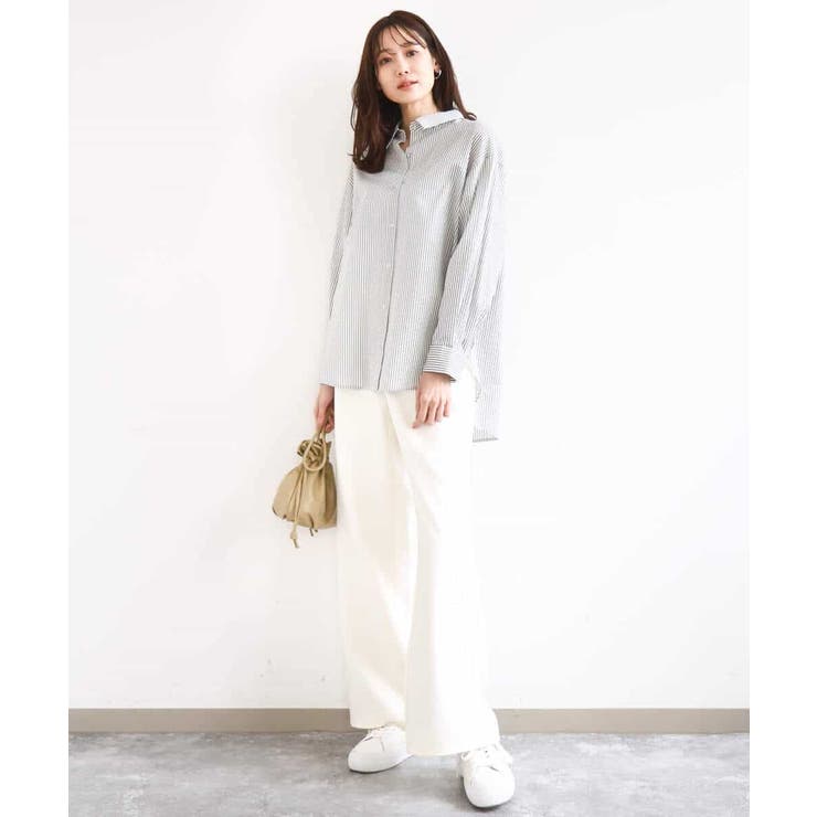 ストライプ柄サッカーシャツブラウス/洗える | MK MICHEL KLEIN | 詳細画像13 