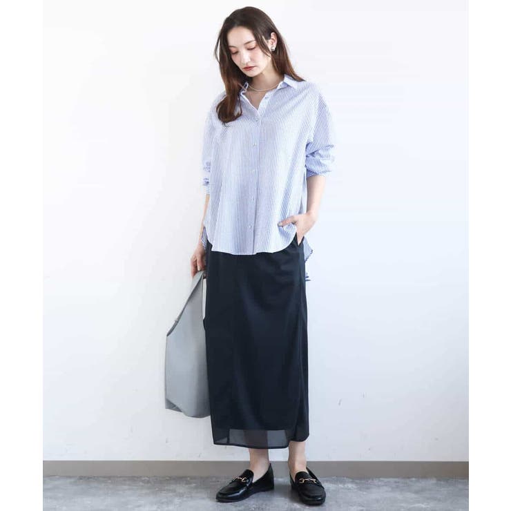 ストライプ柄サッカーシャツブラウス/洗える | MK MICHEL KLEIN | 詳細画像3 