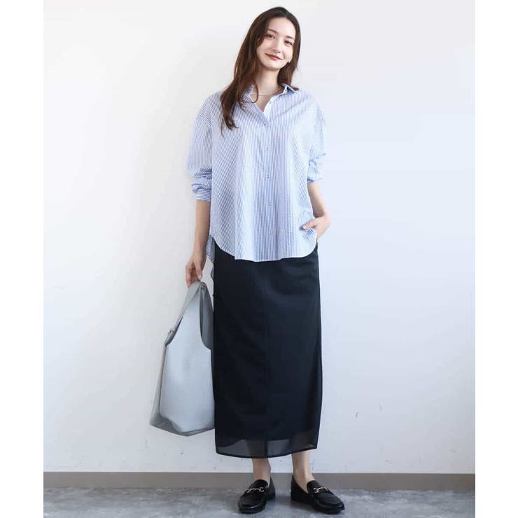 ストライプ柄サッカーシャツブラウス/洗える | MK MICHEL KLEIN | 詳細画像4 