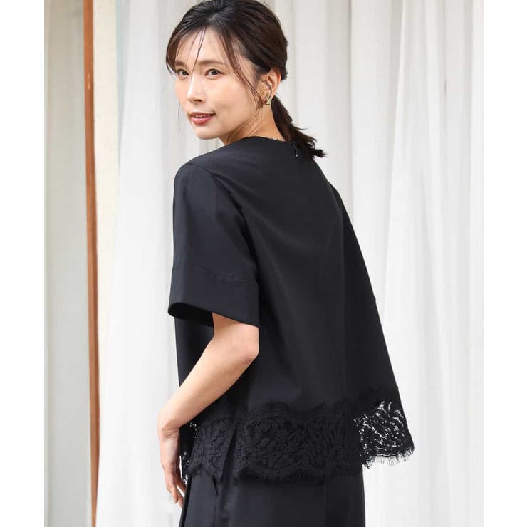 [UVカット/接触冷感/洗える]ストレッチ 裾レース半袖ブラウス | MK MICHEL KLEIN | 詳細画像12 