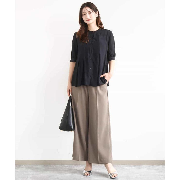 MICHEL  / ミッシェルクラン [接触冷感]袖タックボーダーカットソー 接触冷感]袖タックボーダーカットソー(カットソー・Tシャツ