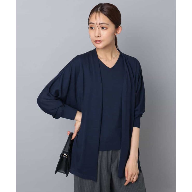 ドルマン袖カーディガン×半袖プルオーバー ニットアンサンブル/洗える | MK MICHEL KLEIN | 詳細画像2 