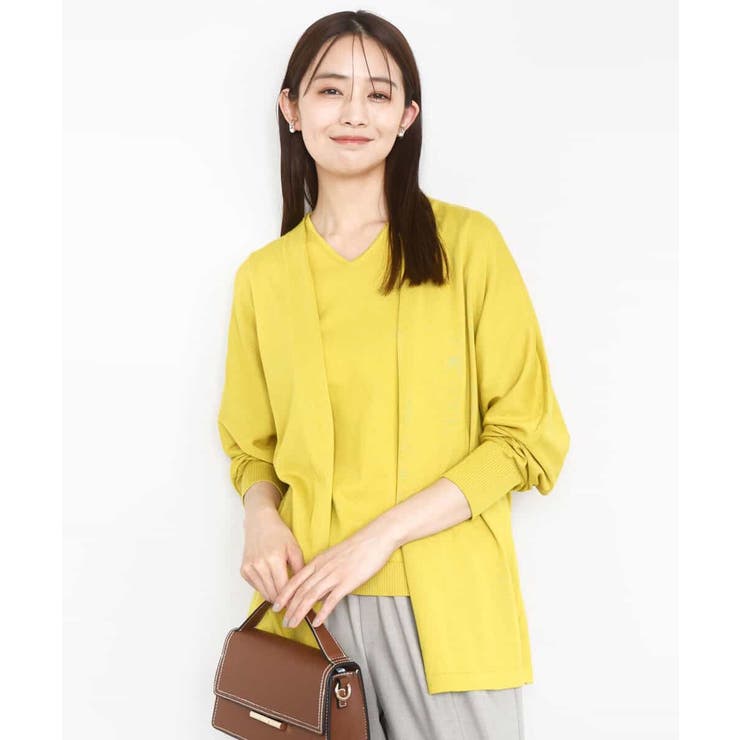 マスタード | ドルマン袖カーディガン×半袖プルオーバー ニットアンサンブル/洗える | MK MICHEL KLEIN